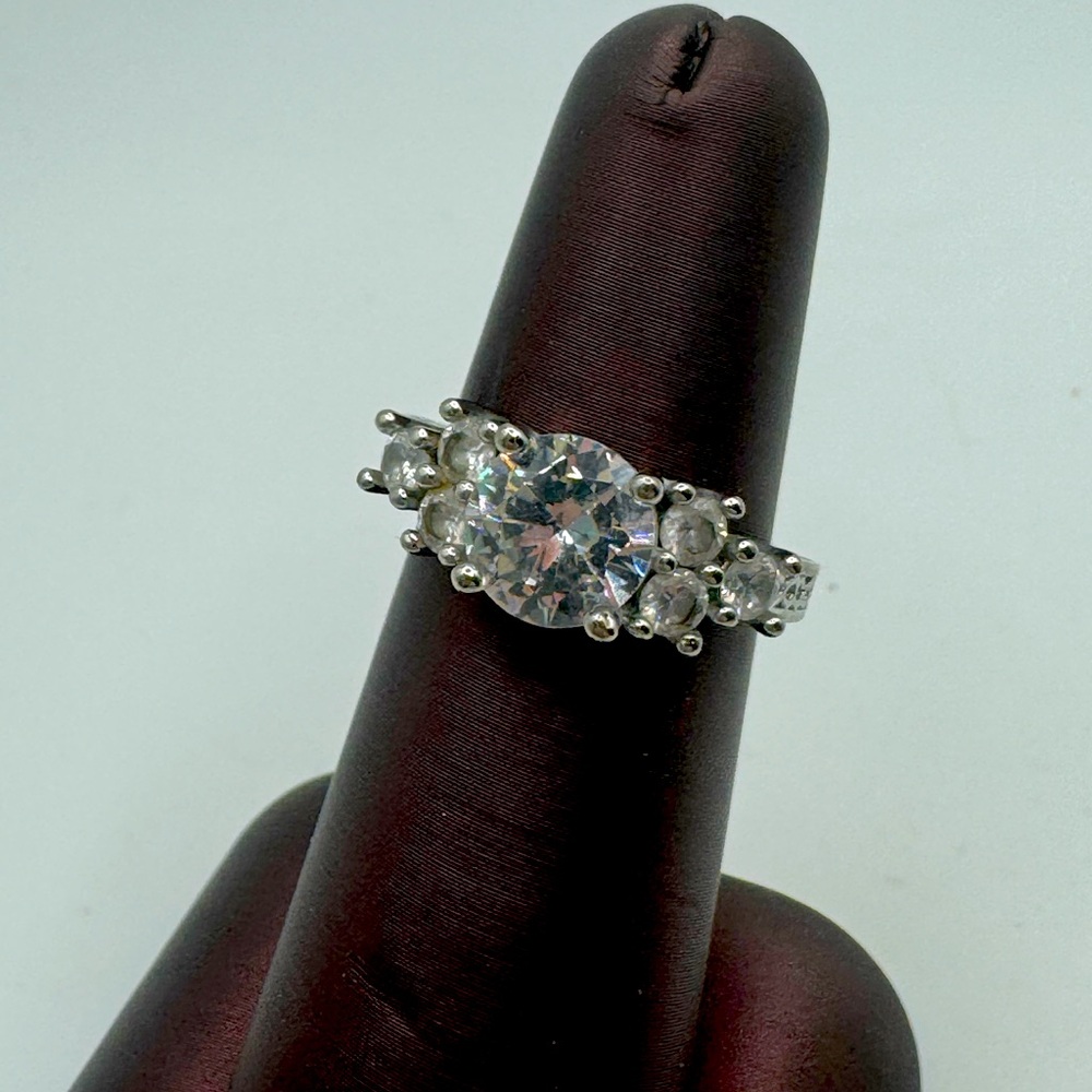 Sterling Engagement Ring with Czs